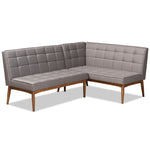 Load image into Gallery viewer, Baxton Studio Sanford Mid-Century Modern Grey Fabric Upholstered And Walnut Brown Finished Wood 2-Piece Dining Nook Banquette Set
