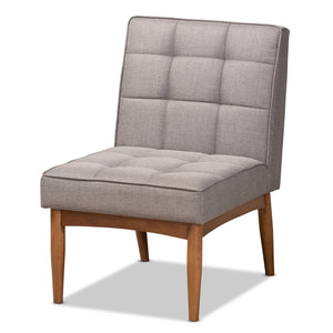 Baxton Studio Sanford Mid-Century Modern Grey Fabric Upholstered And Walnut Brown Finished Wood Dining Chair