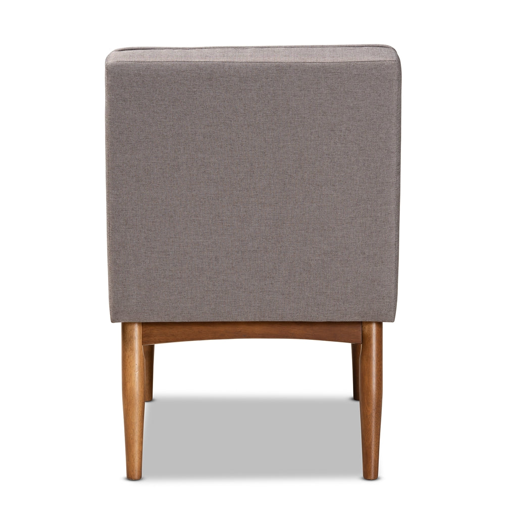 Baxton Studio Sanford Mid-Century Modern Grey Fabric Upholstered And Walnut Brown Finished Wood Dining Chair