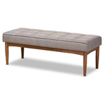 Load image into Gallery viewer, Baxton Studio Sanford Mid-Century Modern Grey Fabric Upholstered And Walnut Brown Finished Wood Dining Bench
