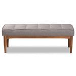 Load image into Gallery viewer, Baxton Studio Sanford Mid-Century Modern Grey Fabric Upholstered And Walnut Brown Finished Wood Dining Bench
