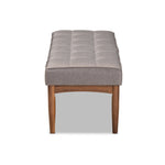 Load image into Gallery viewer, Baxton Studio Sanford Mid-Century Modern Grey Fabric Upholstered And Walnut Brown Finished Wood Dining Bench
