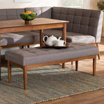 Load image into Gallery viewer, Baxton Studio Sanford Mid-Century Modern Grey Fabric Upholstered And Walnut Brown Finished Wood Dining Bench
