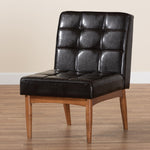 Load image into Gallery viewer, Baxton Studio Sanford Mid-Century Modern Dark Brown Faux Leather Upholstered And Walnut Brown Finished Wood Dining Chair
