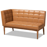 Load image into Gallery viewer, Baxton Studio Sanford Mid-Century Modern Tan Faux Leather Upholstered And Walnut Brown Finished Wood 2-Piece Dining Nook Banquette Set
