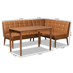 Load image into Gallery viewer, Baxton Studio Sanford Mid-Century Modern Tan Faux Leather Upholstered And Walnut Brown Finished Wood 3-Piece Dining Nook Set
