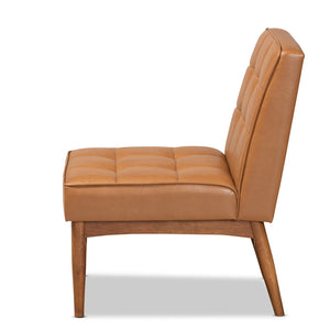 Baxton Studio Sanford Mid-Century Modern Tan Faux Leather Upholstered And Walnut Brown Finished Wood Dining Chair