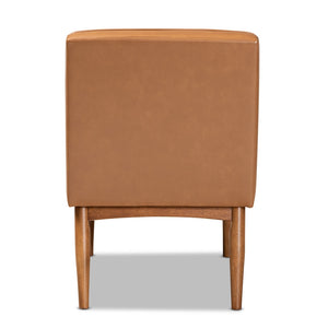 Baxton Studio Sanford Mid-Century Modern Tan Faux Leather Upholstered And Walnut Brown Finished Wood Dining Chair