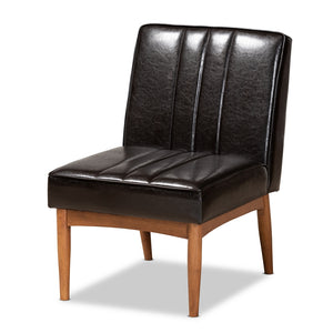 Baxton Studio Daymond Mid-Century Modern Faux Leather Upholstered and Finished Wood Dining Chair