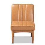 Load image into Gallery viewer, Baxton Studio Daymond Mid-Century Modern Tan Faux Leather Upholstered And Walnut Brown Finished Wood Dining Chair
