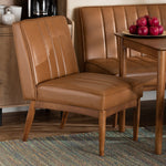 Load image into Gallery viewer, Baxton Studio Daymond Mid-Century Modern Tan Faux Leather Upholstered And Walnut Brown Finished Wood Dining Chair
