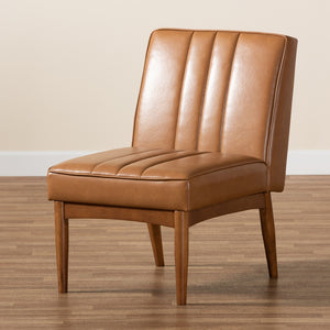 Baxton Studio Daymond Mid-Century Modern Tan Faux Leather Upholstered And Walnut Brown Finished Wood Dining Chair