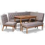 Load image into Gallery viewer, Baxton Studio Riordan Mid-Century Modern Grey Fabric Upholstered And Walnut Brown Finished Wood 5-Piece Dining Nook Set
