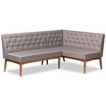 Load image into Gallery viewer, Baxton Studio Riordan Mid-Century Modern Grey Fabric Upholstered And Walnut Brown Finished Wood 2-Piece Dining Nook Banquette Set
