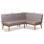 Load image into Gallery viewer, Baxton Studio Riordan Mid-Century Modern Grey Fabric Upholstered And Walnut Brown Finished Wood 2-Piece Dining Nook Banquette Set
