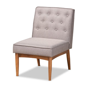 Baxton Studio Riordan Mid-Century Modern Fabric Upholstered and Walnut Brown Finished Wood Dining Chair