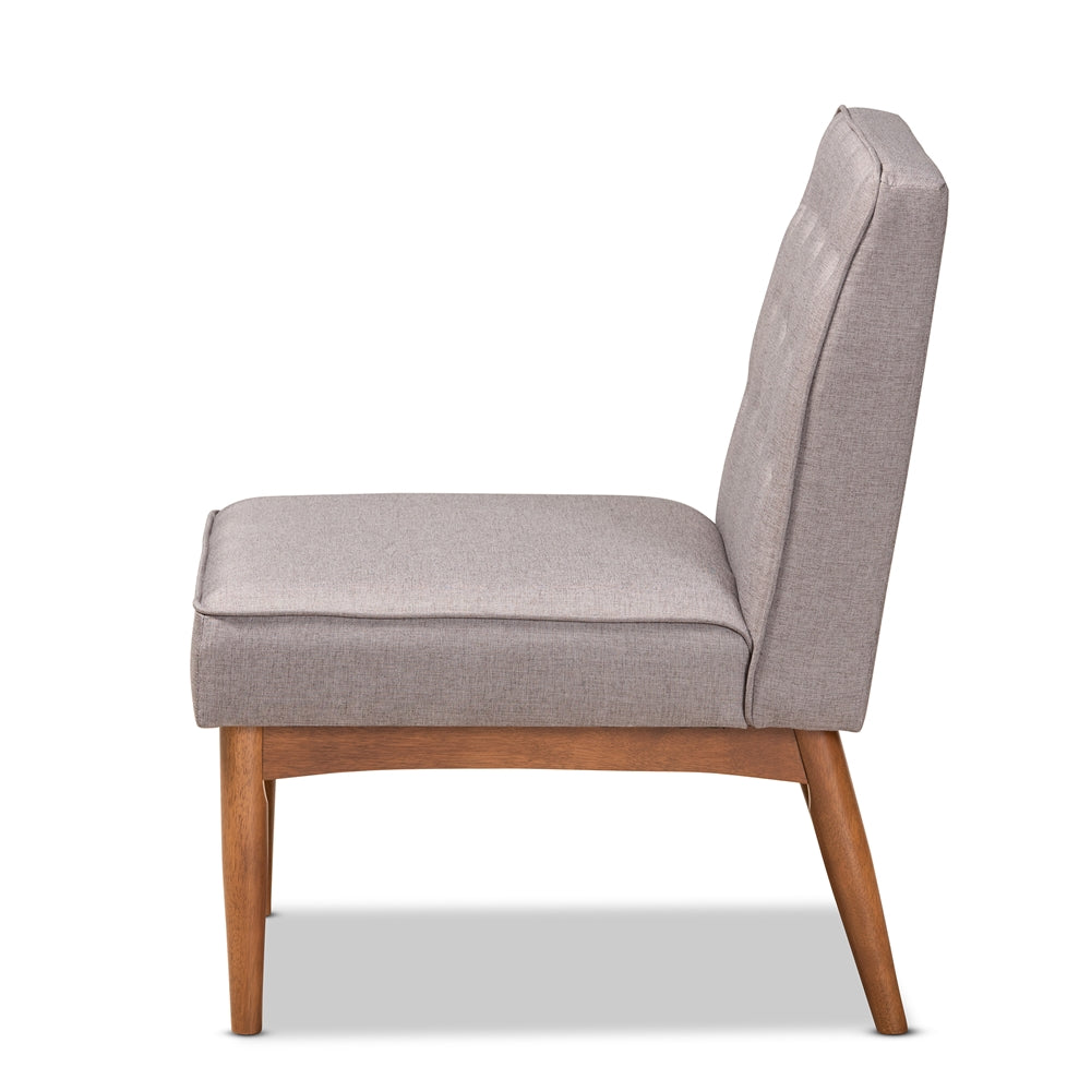 Baxton Studio Riordan Mid-Century Modern Grey Fabric Upholstered And Walnut Brown Finished Wood Dining Chair