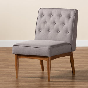 Baxton Studio Riordan Mid-Century Modern Grey Fabric Upholstered And Walnut Brown Finished Wood Dining Chair