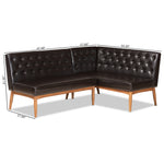 Load image into Gallery viewer, Baxton Studio Riordan Mid-Century Modern Dark Brown Faux Leather Upholstered And Walnut Brown Finished Wood 2-Piece Dining Nook Banquette Set
