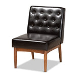 Load image into Gallery viewer, Baxton Studio Riordan Mid-Century Modern Dark Brown Faux Leather Upholstered And Walnut Brown Finished Wood Dining Chair
