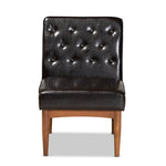 Load image into Gallery viewer, Baxton Studio Riordan Mid-Century Modern Dark Brown Faux Leather Upholstered And Walnut Brown Finished Wood Dining Chair
