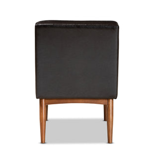 Baxton Studio Riordan Mid-Century Modern Dark Brown Faux Leather Upholstered And Walnut Brown Finished Wood Dining Chair