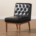 Load image into Gallery viewer, Baxton Studio Riordan Mid-Century Modern Dark Brown Faux Leather Upholstered And Walnut Brown Finished Wood Dining Chair
