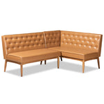 Load image into Gallery viewer, Baxton Studio Riordan Mid-Century Modern Tan Faux Leather Upholstered And Walnut Brown Finished Wood 2-Piece Dining Nook Banquette Set
