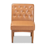 Load image into Gallery viewer, Baxton Studio Riordan Mid-Century Modern Tan Faux Leather Upholstered And Walnut Brown Finished Wood Dining Chair
