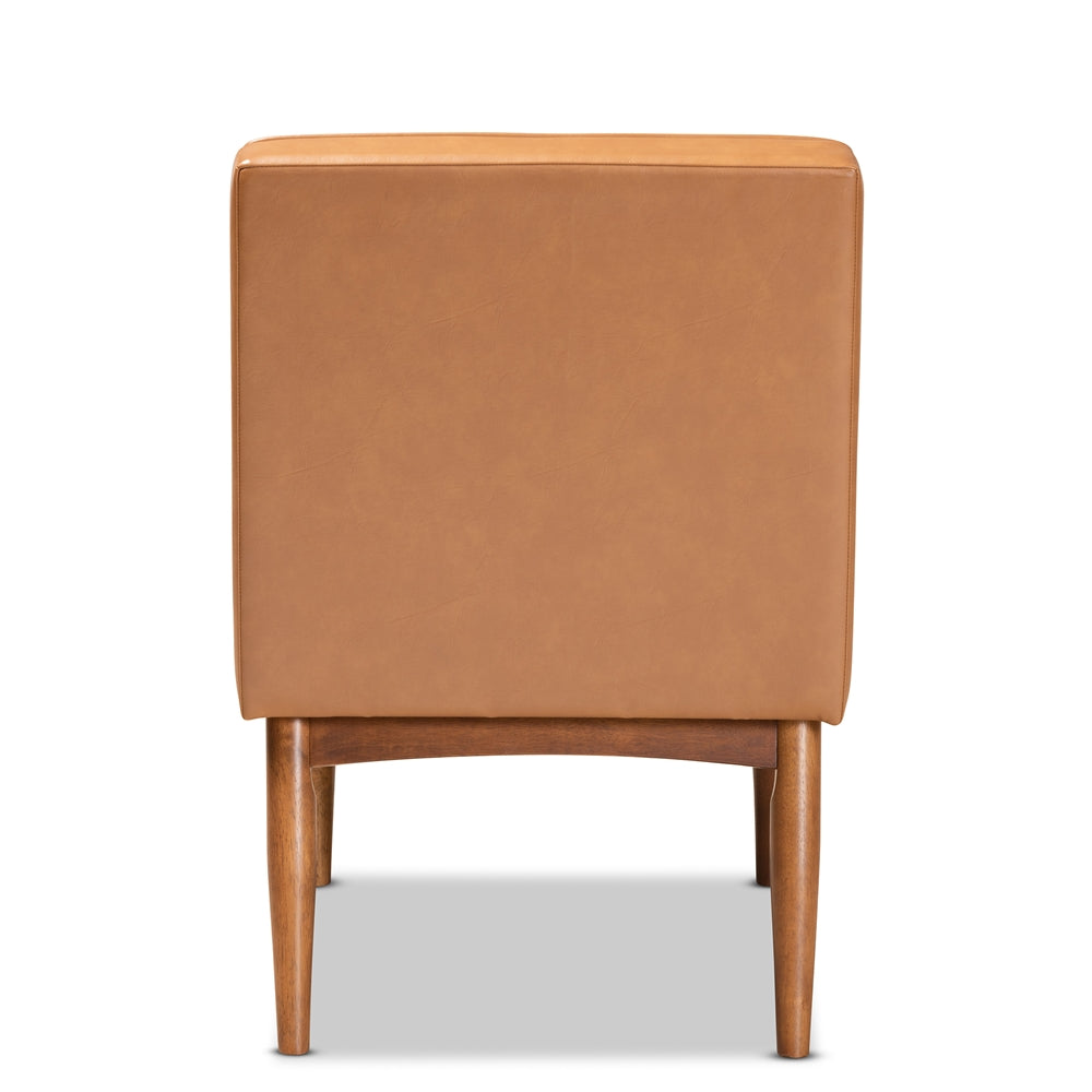 Baxton Studio Riordan Mid-Century Modern Tan Faux Leather Upholstered And Walnut Brown Finished Wood Dining Chair