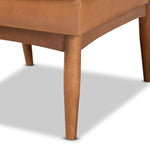 Load image into Gallery viewer, BAXTON STUDIO RIORDAN MID-CENTURY MODERN TAN FAUX LEATHER UPHOLSTERED AND WALNUT BROWN FINISHED WOOD DINING CHAIR
