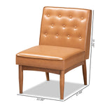 Load image into Gallery viewer, Baxton Studio Riordan Mid-Century Modern Tan Faux Leather Upholstered And Walnut Brown Finished Wood Dining Chair
