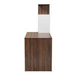 Load image into Gallery viewer, Baxton Studio Rowan Modern And Contemporary Two-Tone White And Walnut Brown Finished Wood Storage Computer Desk With Shelves
