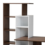 Load image into Gallery viewer, BAXTON STUDIO ROWAN MODERN AND CONTEMPORARY TWO-TONE WHITE AND WALNUT BROWN FINISHED WOOD STORAGE COMPUTER DESK WITH SHELVES
