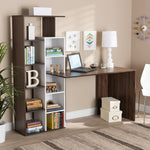 Load image into Gallery viewer, Baxton Studio Rowan Modern And Contemporary Two-Tone White And Walnut Brown Finished Wood Storage Computer Desk With Shelves
