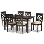 Load image into Gallery viewer, Baxton Studio Ramiro Modern And Contemporary Sand Fabric Upholstered And Dark Brown Finished Wood 7-Piece Dining Set
