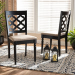 Load image into Gallery viewer, Baxton Studio Ramiro Modern And Contemporary Sand Fabric Upholstered And Dark Brown Finished Wood 2-Piece Dining Chair Set
