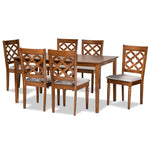 Load image into Gallery viewer, Baxton Studio Ramiro Modern And Contemporary Grey Fabric Upholstered And Walnut Brown Finished Wood 7-Piece Dining Set
