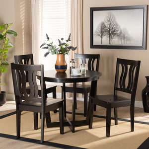 Baxton Studio Elodia Modern And Contemporary Transitional Dark Brown Finished Wood 5-Piece Dining Set