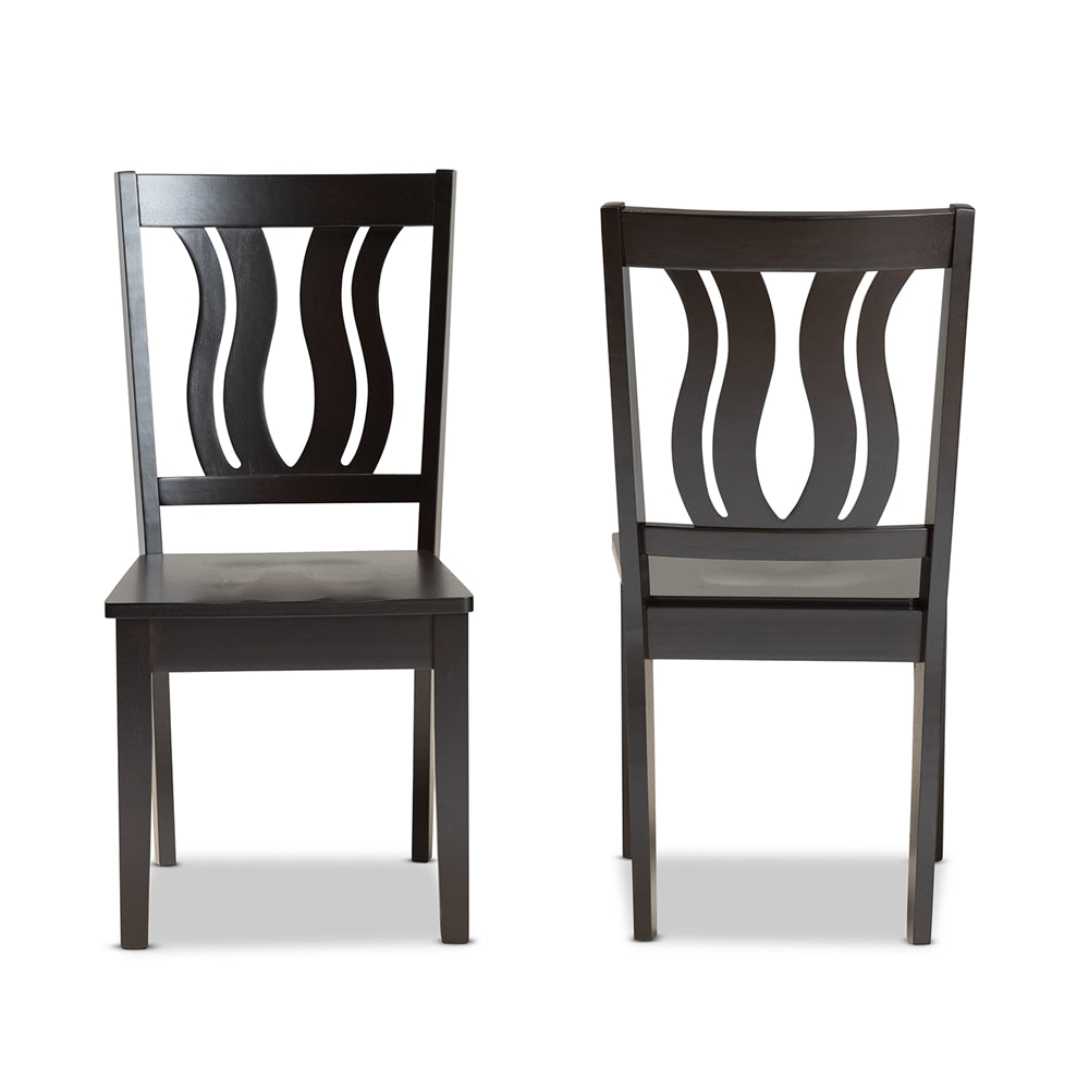 Baxton Studio Fenton Modern And Contemporary Transitional Dark Brown Finished Wood 2-Piece Dining Chair Set