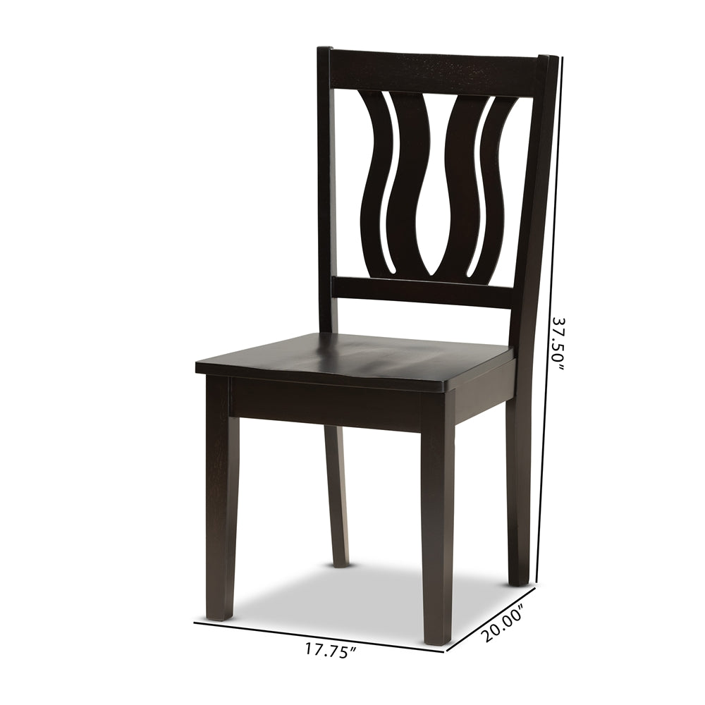 Baxton Studio Fenton Modern And Contemporary Transitional Dark Brown Finished Wood 2-Piece Dining Chair Set