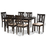 Load image into Gallery viewer, Baxton Studio Fenton Modern And Contemporary Sand Fabric Upholstered And Dark Brown Finished Wood 7-Piece Dining Set
