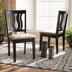 Load image into Gallery viewer, Baxton Studio Fenton Modern And Contemporary Sand Fabric Upholstered And Dark Brown Finished Wood 2-Piece Dining Chair Set
