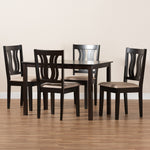 Load image into Gallery viewer, Baxton Studio Fenton Modern And Contemporary Sand Fabric Upholstered And Dark Brown Finished Wood 5-Piece Dining Set
