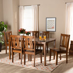 Load image into Gallery viewer, Baxton Studio Zamira Modern And Contemporary Transitional Walnut Brown Finished Wood 7-Piece Dining Set
