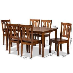 Baxton Studio Zamira Modern And Contemporary Transitional Walnut Brown Finished Wood 7-Piece Dining Set