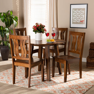 Baxton Studio Anesa Modern And Contemporary Transitional Walnut Brown Finished Wood 5-Piece Dining Set