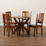 Load image into Gallery viewer, Baxton Studio Karla Modern And Contemporary Transitional Walnut Brown Finished Wood 5-Piece Dining Set
