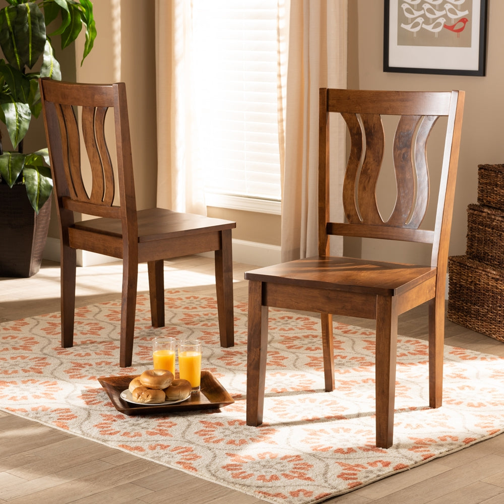 Baxton Studio Fenton Modern And Contemporary Transitional Walnut Brown Finished Wood 2-Piece Dining Chair Set