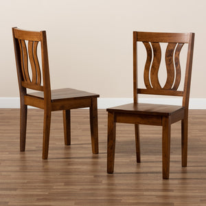 Baxton Studio Fenton Modern And Contemporary Transitional Walnut Brown Finished Wood 2-Piece Dining Chair Set